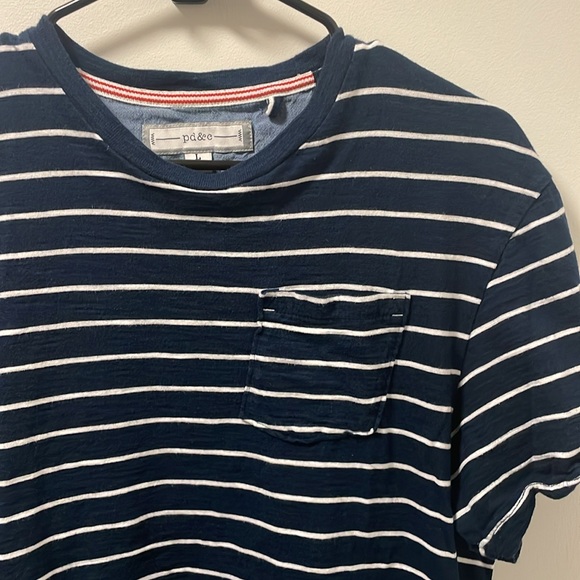 PD & C casual Striped Short Sleeved V Neck T Shirt - Picture 2 of 4